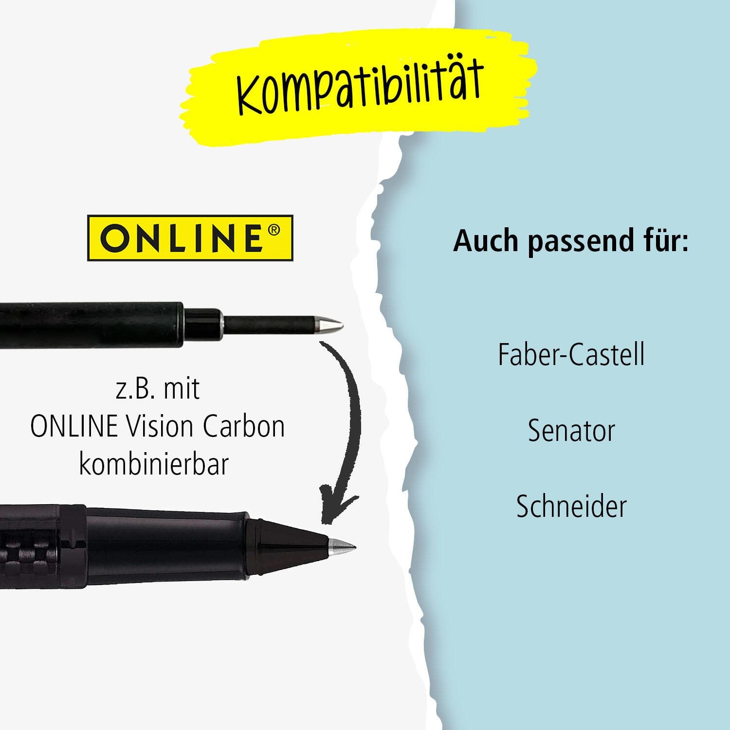 ONLINE® Rollerball-Minen Gelschreiberminen 0.7 mm Schwarz