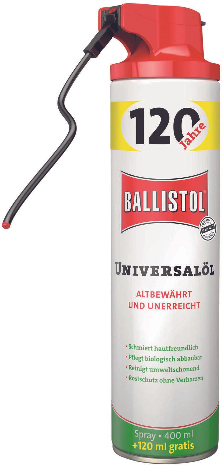 BALLISTOL Schmiermittel Universalöl Jubiläumsdose + gratis VarioFlex Sprühkopf 400,0 +120,0 ml