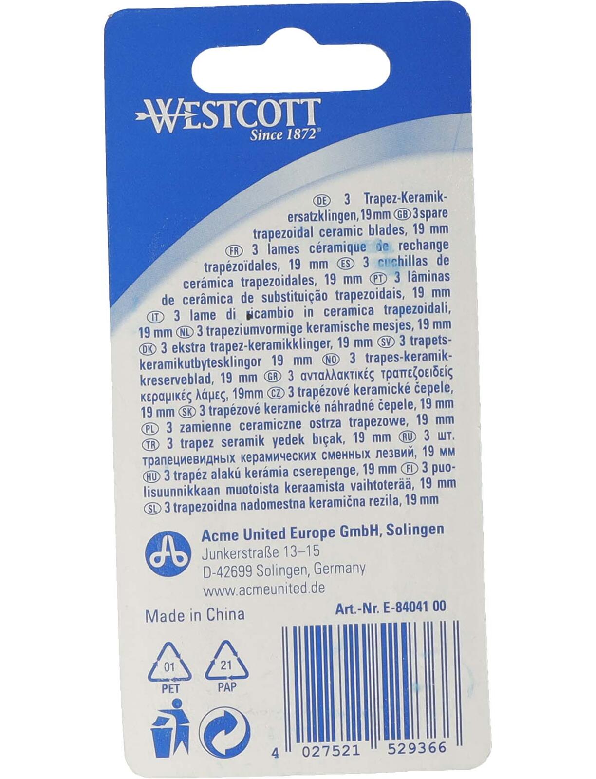 WESTCOTT Cuttermesser-Klingen 19 mm silber