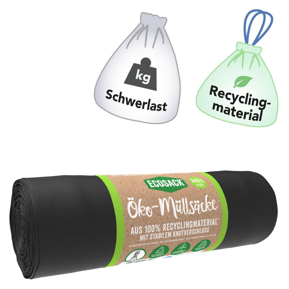 Öko-Schwerlastsäcke 240,0 l schwarz