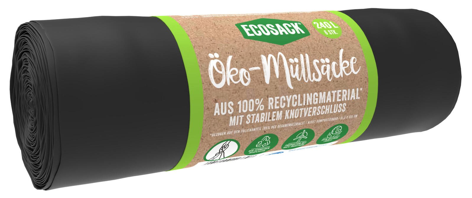 Öko-Schwerlastsäcke 240,0 l schwarz