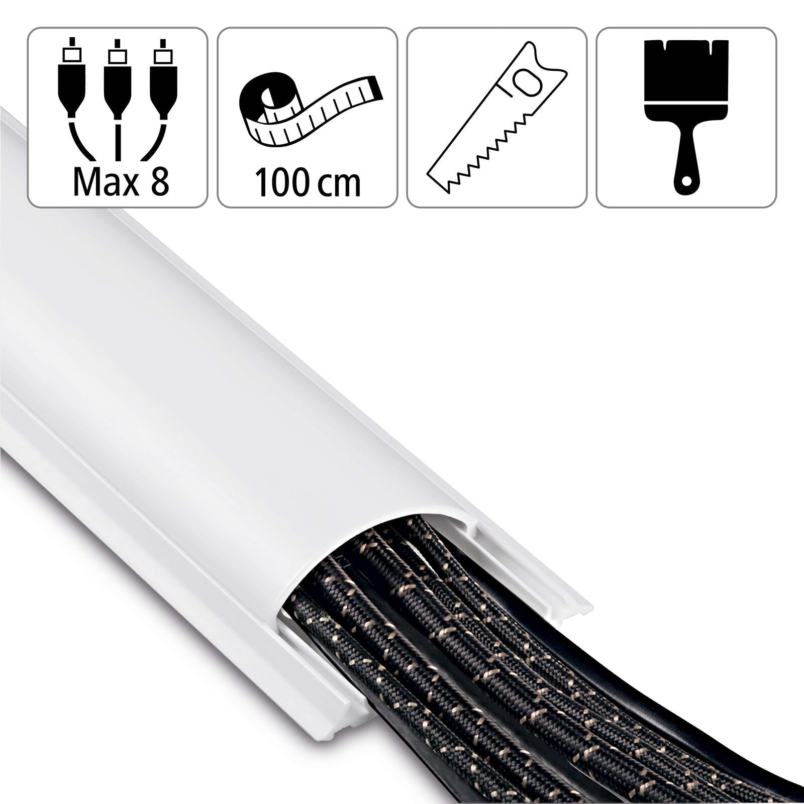 Hama halbrund PVC Kabelkanal 100 cm weiß