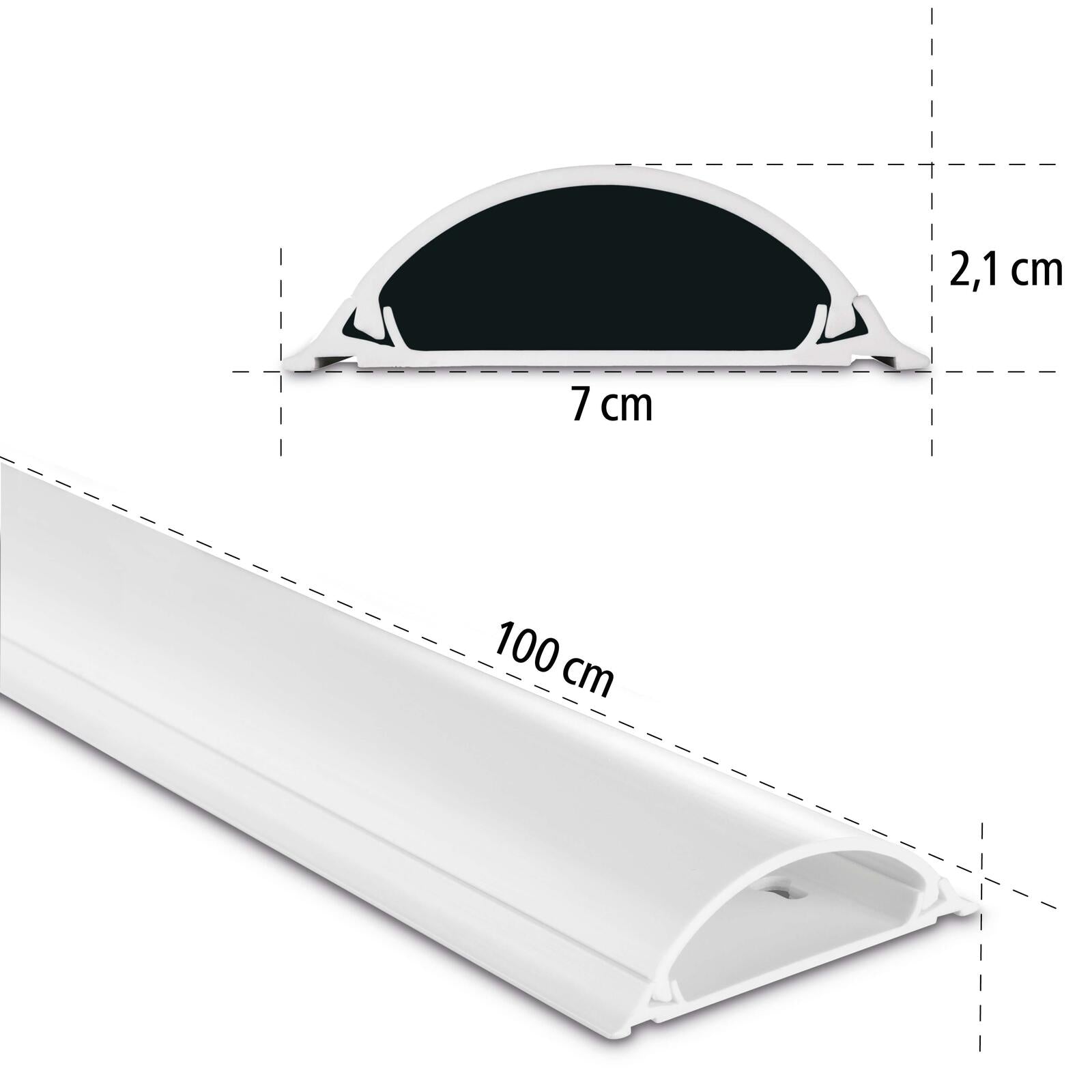 Hama halbrund PVC Kabelkanal 100 cm weiß