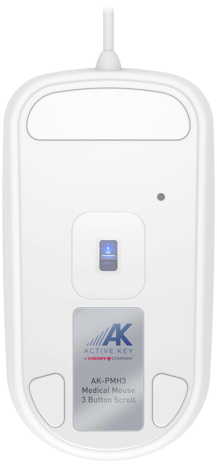 Cherry AK-PMH3 Medical Mouse 3-Button Scroll Hygiene-Maus kabelgebunden weiß