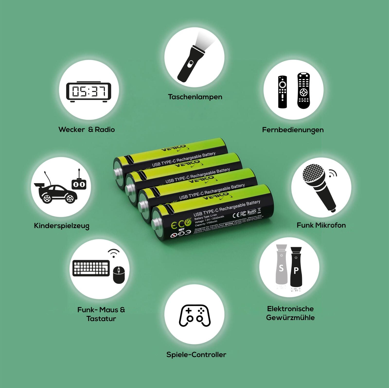 8 Verico LoopEnergy AABat 1700