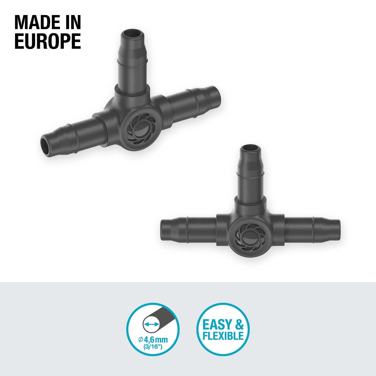 GARDENA Anschlussstück für Tropfschlauch Micro-Drip-System T-Stück 4,6 mm (3/16')