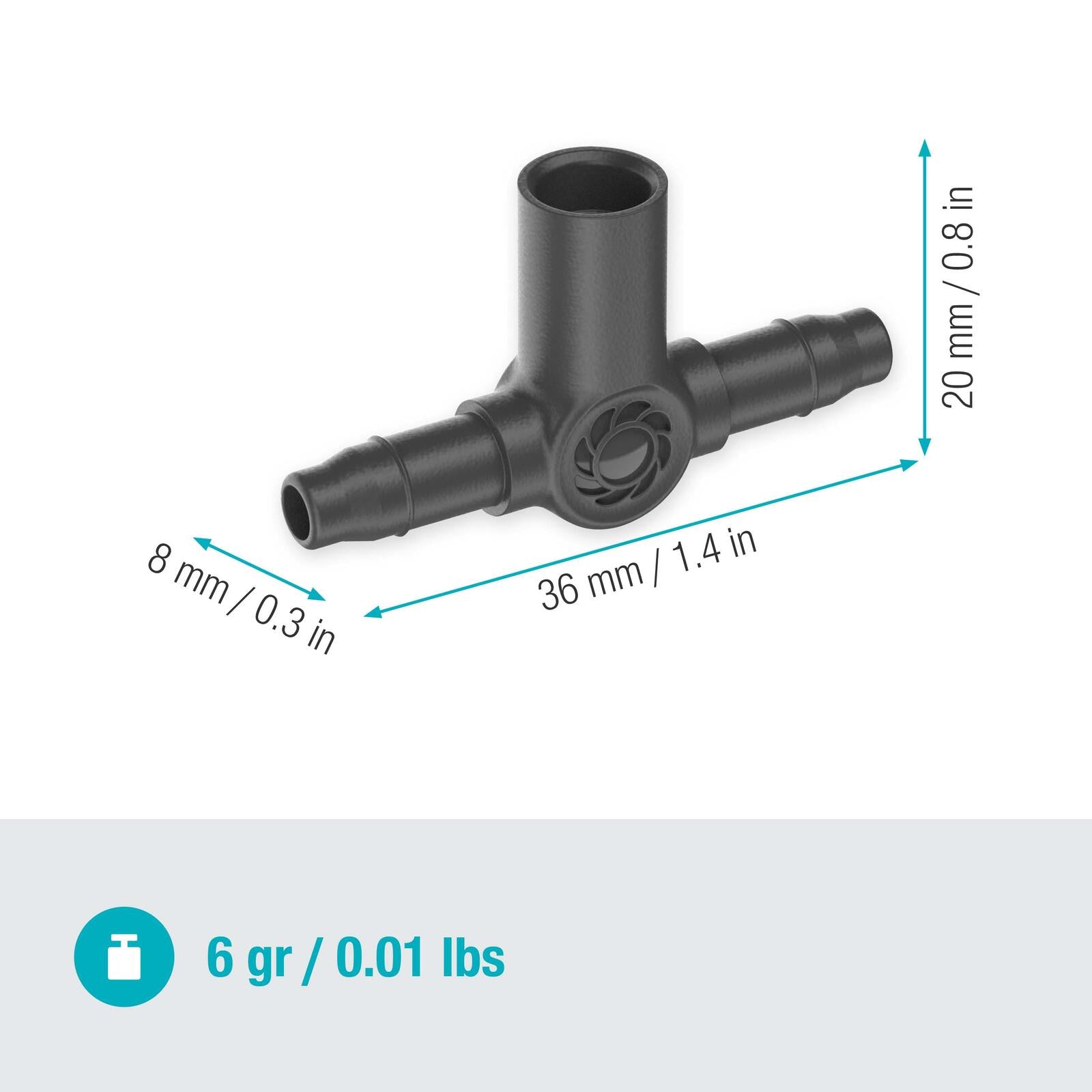GARDENA Anschlussstück für Tropfschlauch Micro-Drip-System T-Stück für Sprühdüsen/Endtropfer 4,6 mm (3/16')