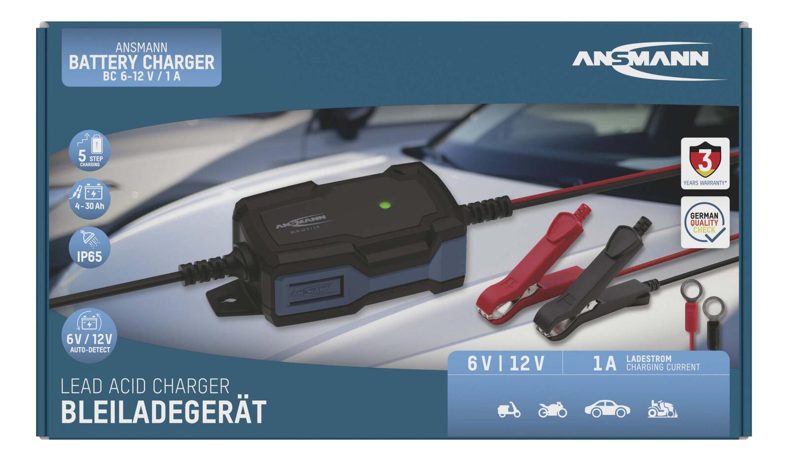 ANSMANN Autobatterie-Ladegerät BC 6-12V, 1A