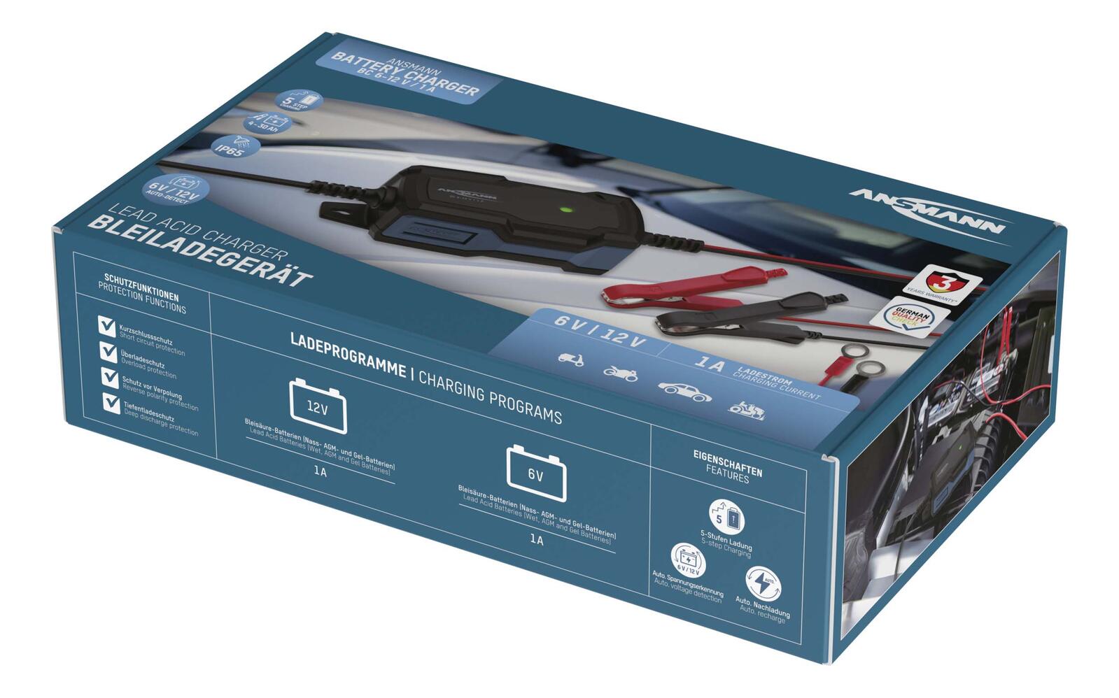 ANSMANN Autobatterie-Ladegerät BC 6-12V, 1A