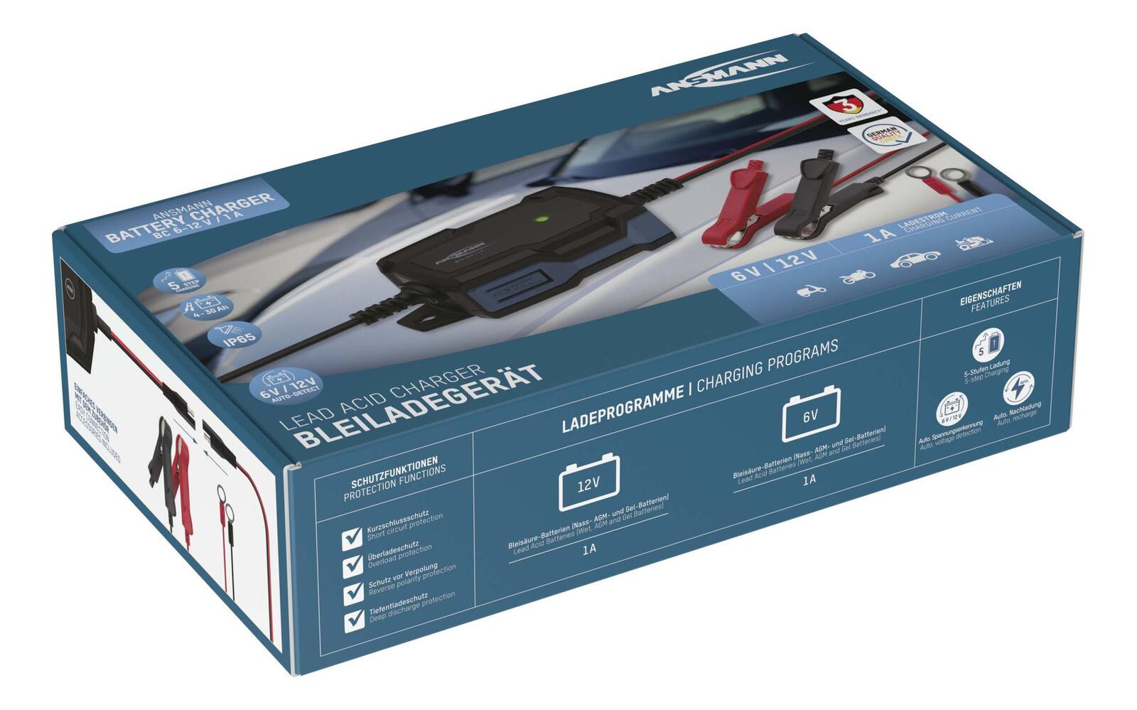 ANSMANN Autobatterie-Ladegerät BC 6-12V, 1A