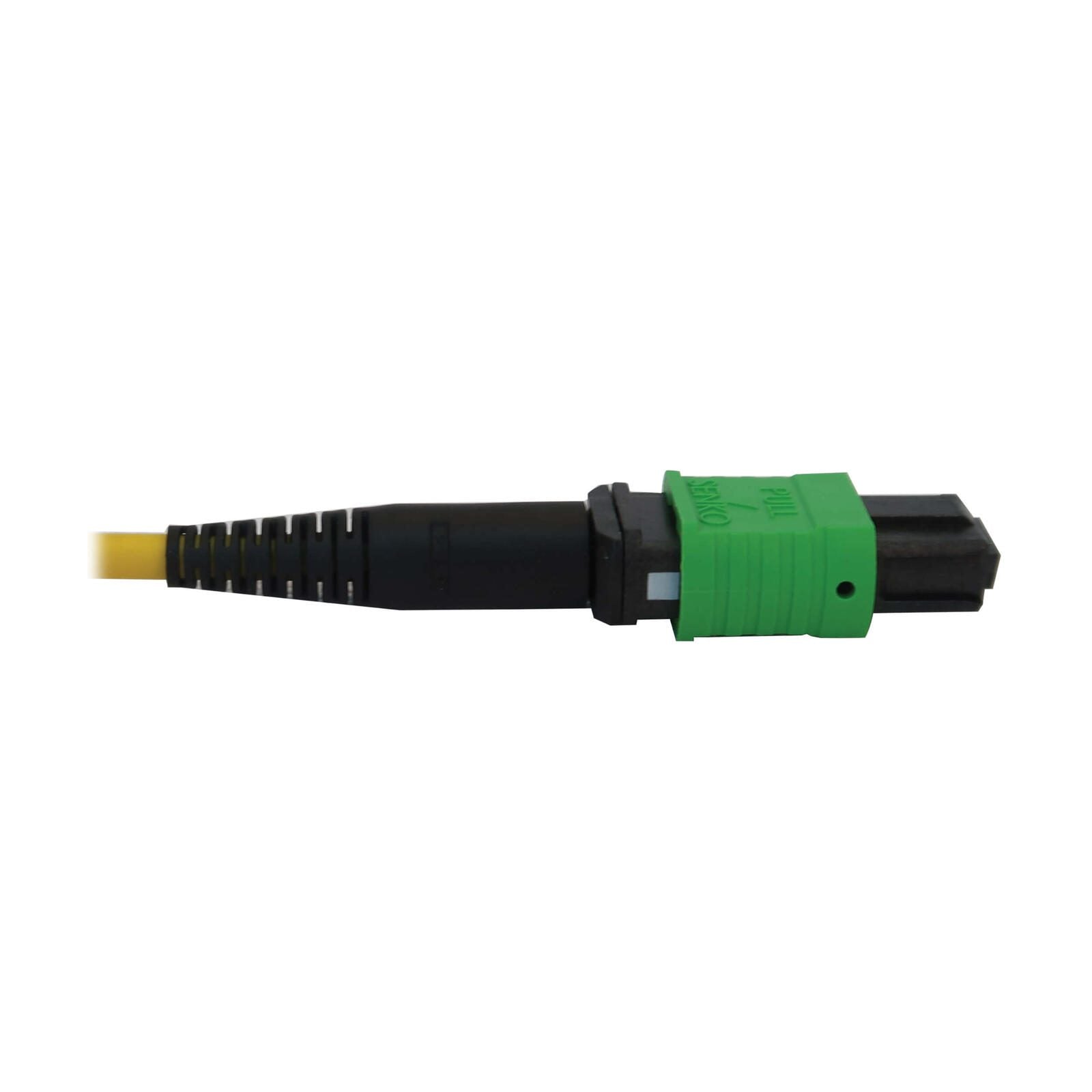 Eaton Tripp Lite Series 40/100/400G Singlemode 9/125 OS2 Breakout Fiber Optic Kabel (12F MTP/MPO-APC zu 4x Duplex SN-UPC
