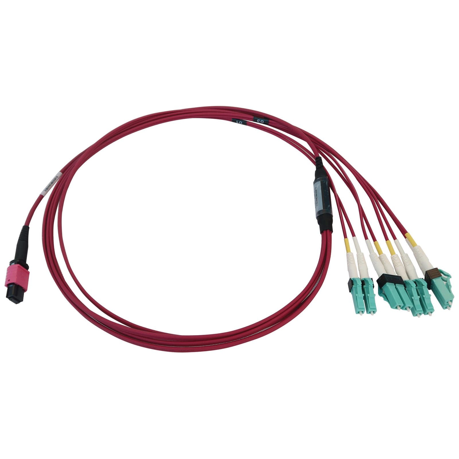 Eaton Tripp Lite Series 40/100G Multimode 50/125 OM4 Fiber Optic Kabel (12F MTP/MPO-PC zu 4x Duplex LC/PC F/M), 1 m