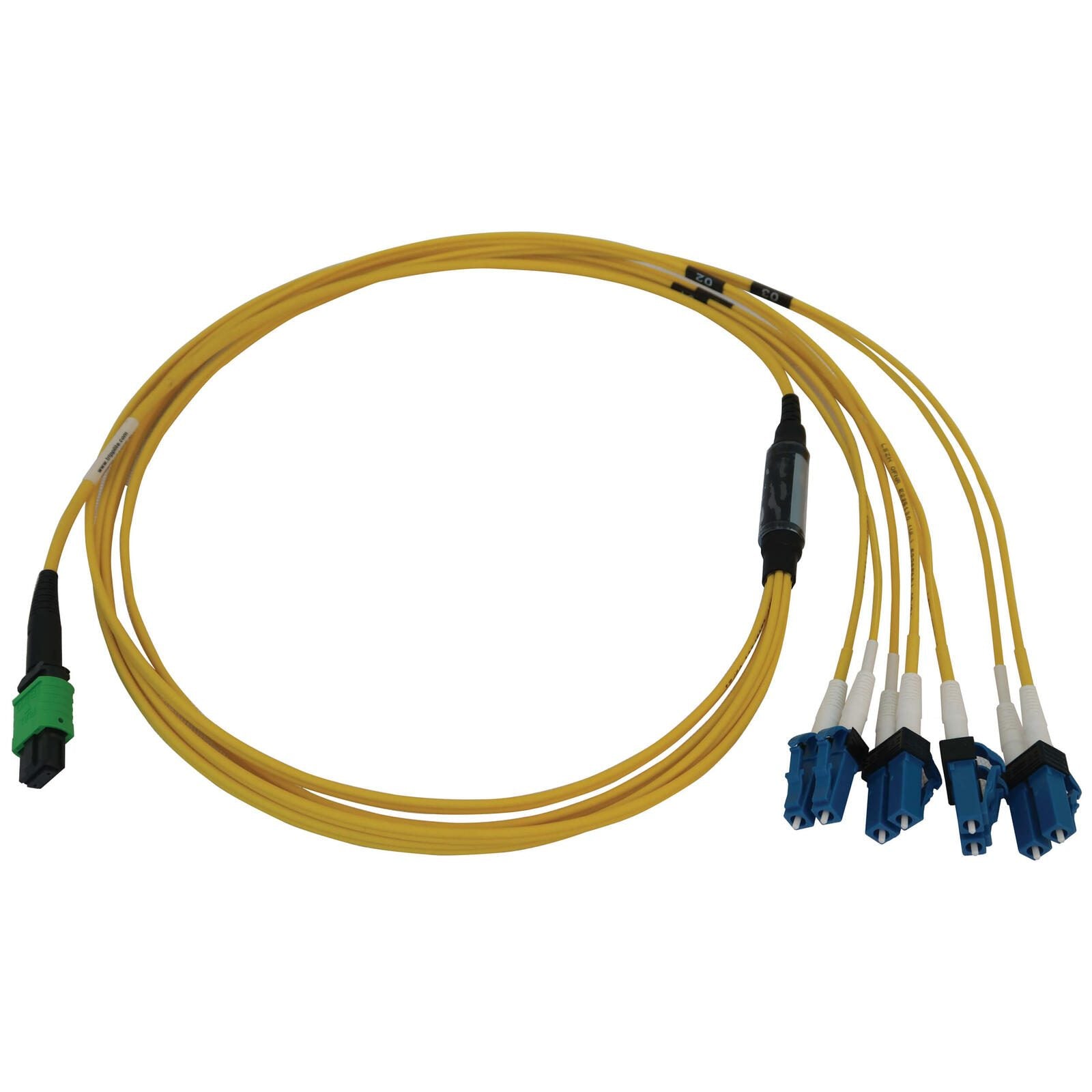 Eaton Tripp Lite Series 400G Singlemode 9/125 OS2 Switchable Fiber Optic Kabel (12F MTP/MPO-APC zu 4x Duplex LC/UPC F/M)