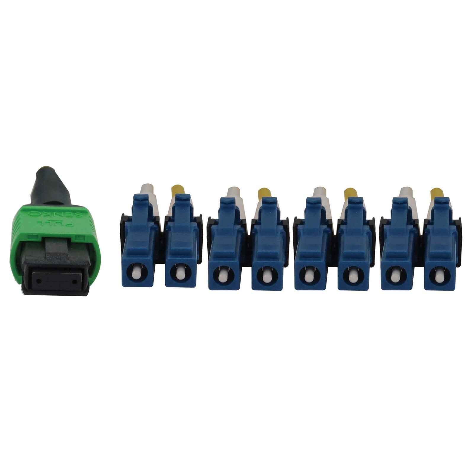 Eaton Tripp Lite Series 400G Singlemode 9/125 OS2 Switchable Fiber Optic Kabel (12F MTP/MPO-APC zu 4x Duplex LC/UPC F/M)