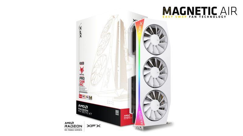 XFX Grafikkarte AMD Radeon RX 9070XT MERCURY Magnetic Air RGB Gaming 16GB GDDR6 OC White