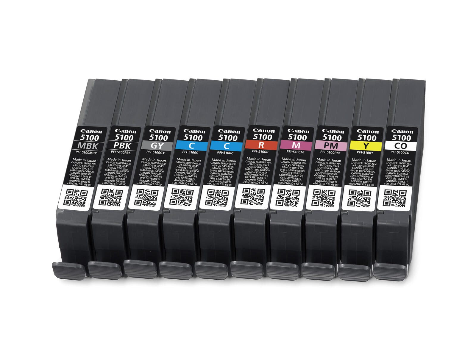 Canon Original PFI-5100 Druckerpatronen - 10er Set Multipack C, M, Y, PBK, MBK, GY, PC, PM, R, CO