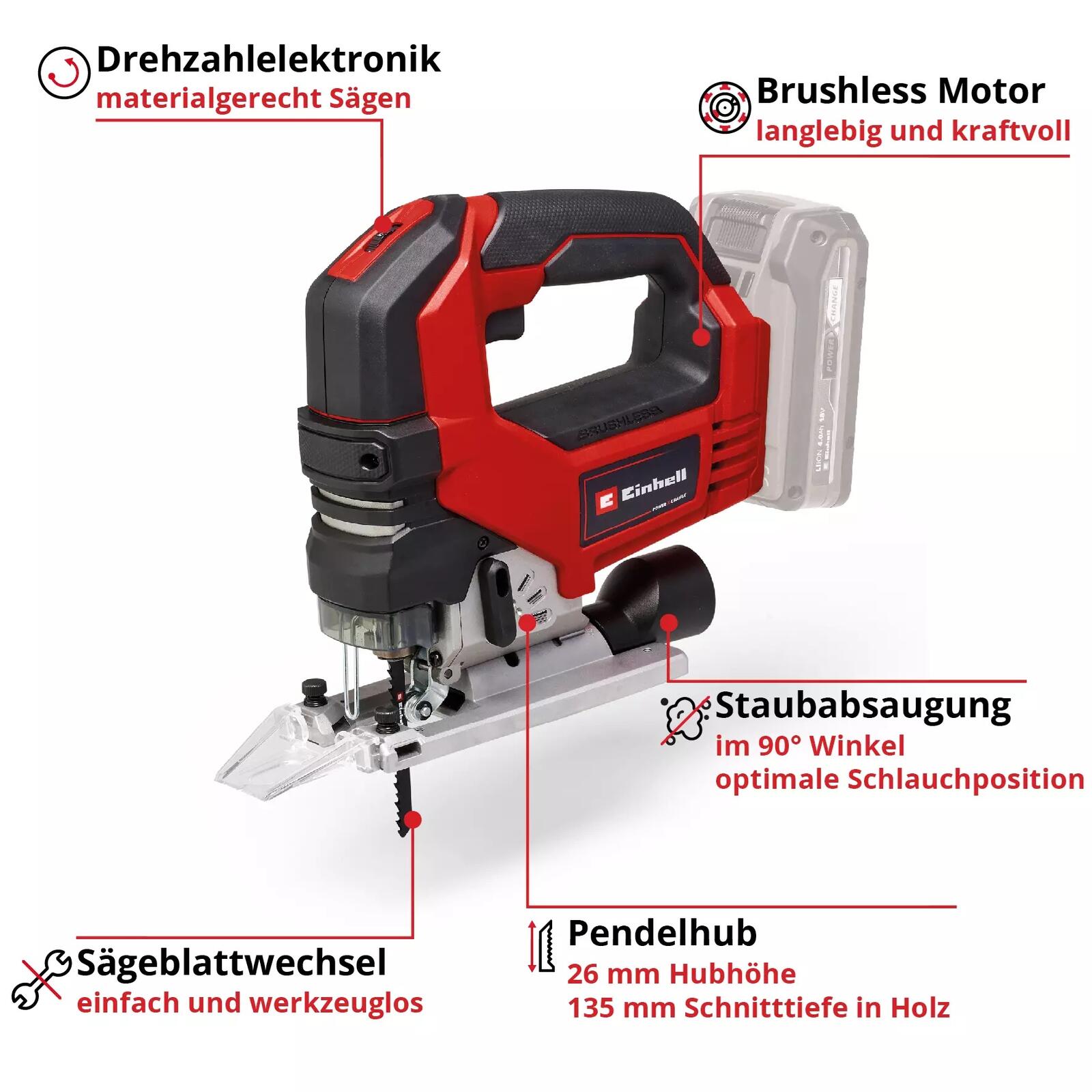 B-WARE Einhell Akku-Stichsäge TP-JS 18/135 Li BL - Solo Professional (4321260)