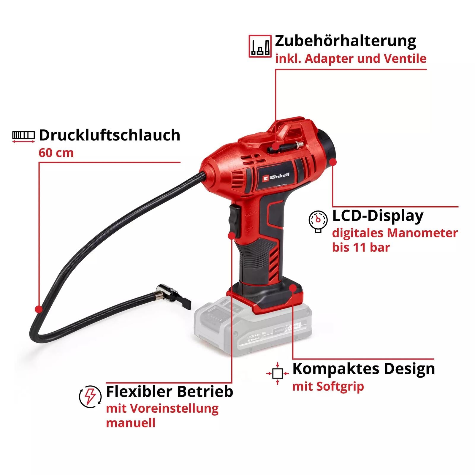 Einhell Akku-Autokompressor CE-CC 18 Li-Solo (2071010)