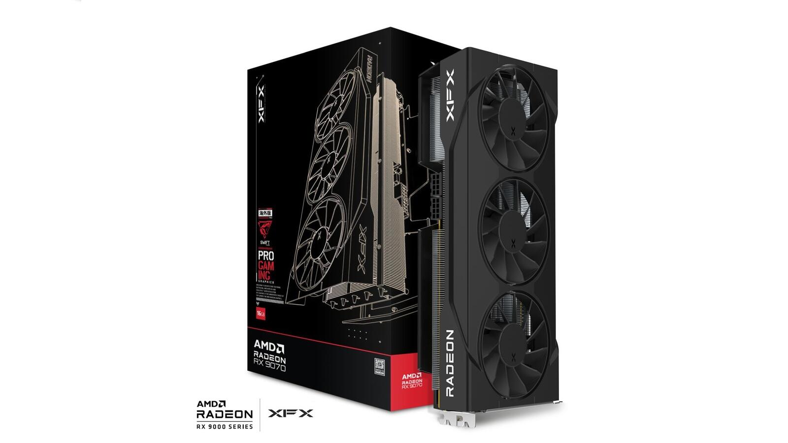XFX Grafikkarte AMD Radeon RX 9070 Swift Triple Fan OC Gaming Edition 16GB GDDR6 schwarz