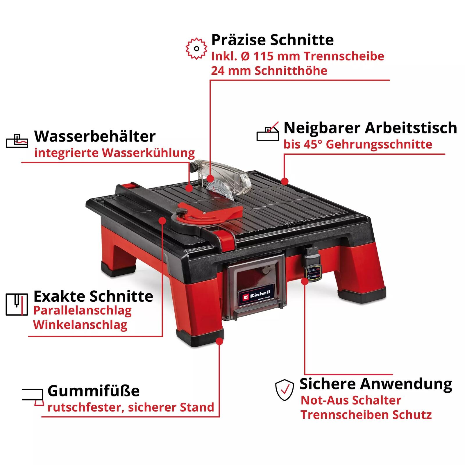Einhell Akku-Fliesenschneidmaschine TETC 18/115 LiSolo (4301190)
