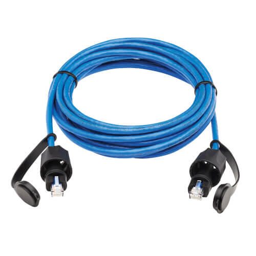 Eaton Tripp Lite Series Industrial Cat6 UTP Ethernet Kabel (RJ45 Stecker/Stecker), 100W PoE, CMR-LP, IP68, Blue, 16 ft.