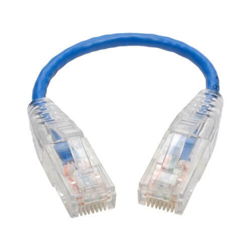 Eaton Tripp Lite Series Cat6 Gigabit Snagless Slim UTP Ethernet Kabel (RJ45 Stecker/Stecker), Blue, 6-in. (15.24 cm)