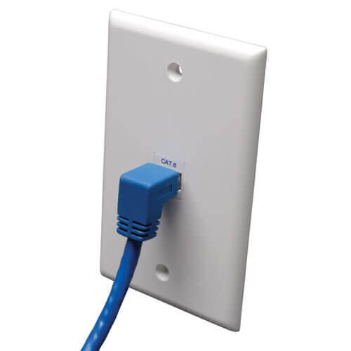 Eaton Tripp Lite Series Down-Angle Cat6 Gigabit Molded UTP Ethernet Kabel (RJ45 Right-Angle Down M zu RJ45 M), Blue, 3 f