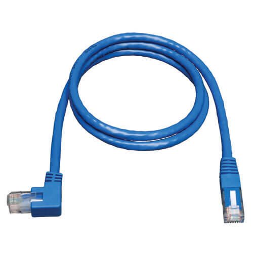 Eaton Tripp Lite Series Left-Angle Cat6 Gigabit Molded UTP Ethernet Kabel (RJ45 Left-Angle M zu RJ45 M), Blue, 3 ft. (0.