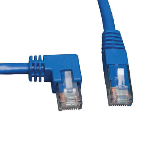 Eaton Tripp Lite Series Left-Angle Cat6 Gigabit Molded UTP Ethernet Kabel (RJ45 Left-Angle M zu RJ45 M), Blue, 5 ft. (1.