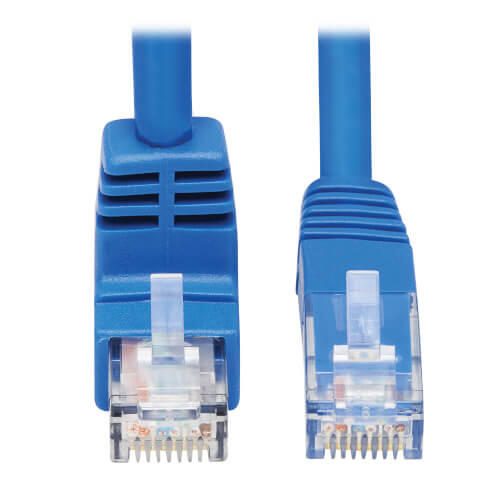 Eaton Tripp Lite Series Down-Angle Cat6 Gigabit Molded UTP Ethernet Kabel (RJ45 Right-Angle Down M zu RJ45 M), Blue, 15