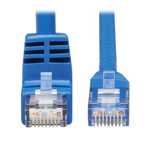 Eaton Tripp Lite Series Down-Angle Cat6 Gigabit Molded UTP Ethernet Kabel (RJ45 Right-Angle Down M zu RJ45 M), Blue, 15