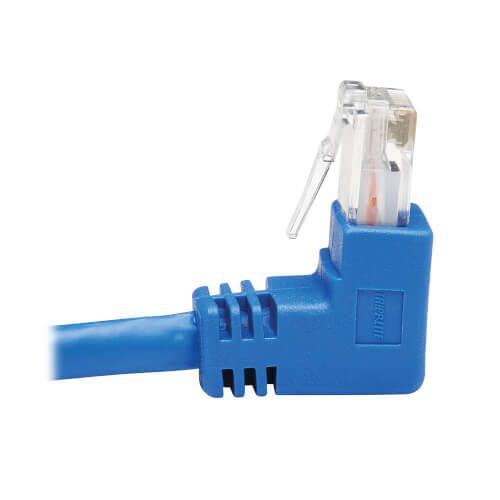 Eaton Tripp Lite Series Down-Angle Cat6 Gigabit Molded UTP Ethernet Kabel (RJ45 Right-Angle Down M zu RJ45 M), Blue, 15