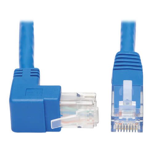 Eaton Tripp Lite Series Up-Angle Cat6 Gigabit Molded UTP Ethernet Kabel (RJ45 Right-Angle Up M zu RJ45 M), Blue, 15 ft.