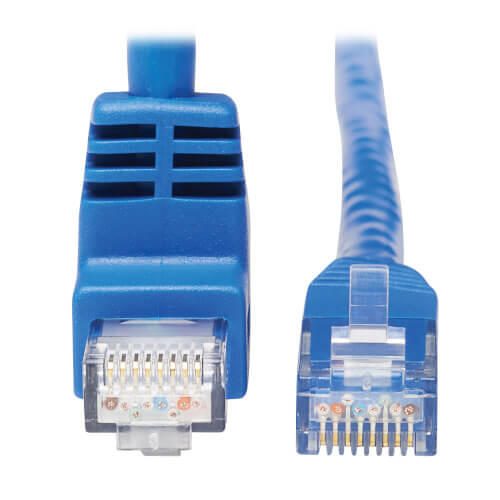 Eaton Tripp Lite Series Up-Angle Cat6 Gigabit Molded UTP Ethernet Kabel (RJ45 Right-Angle Up M zu RJ45 M), Blue, 15 ft.