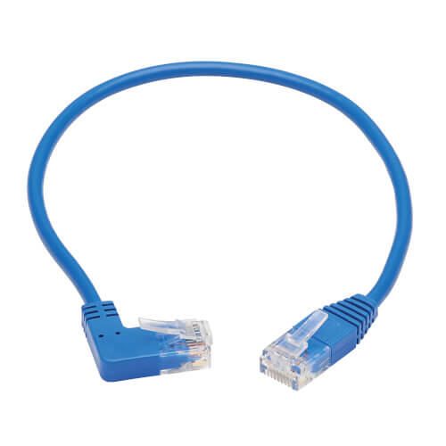 Eaton Tripp Lite Series Right-Angle Cat6 Gigabit Molded Slim UTP Ethernet Kabel (RJ45 Right-Angle M zu RJ45 M), Blue, 1