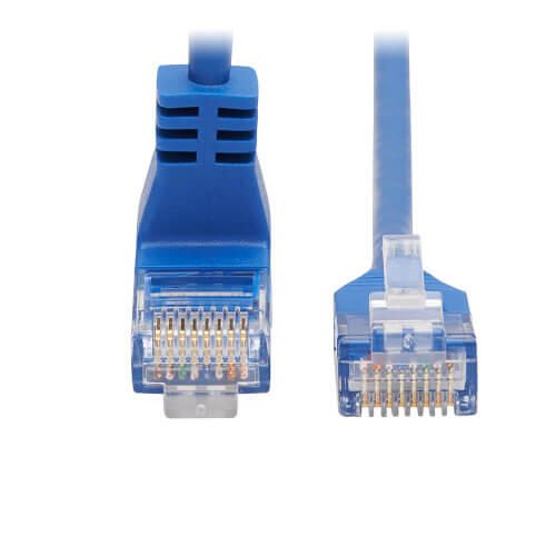 Eaton Tripp Lite Series Up-Angle Cat6 Gigabit Molded Slim UTP Ethernet Kabel (RJ45 Right-Angle Up M zu RJ45 M), Blue, 1