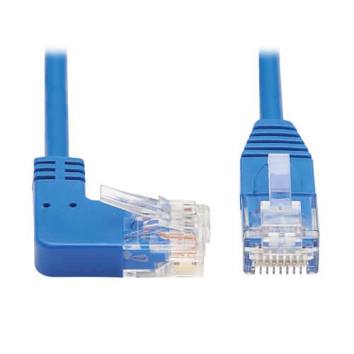 Eaton Tripp Lite Series Right-Angle Cat6 Gigabit Molded Slim UTP Ethernet Kabel (RJ45 Right-Angle M zu RJ45 M), Blue, 2