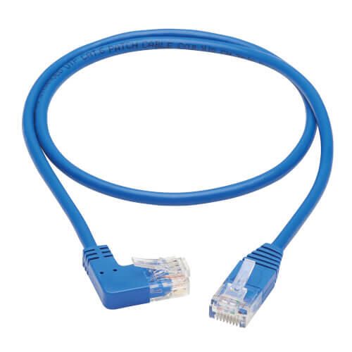 Eaton Tripp Lite Series Right-Angle Cat6 Gigabit Molded Slim UTP Ethernet Kabel (RJ45 Right-Angle M zu RJ45 M), Blue, 2