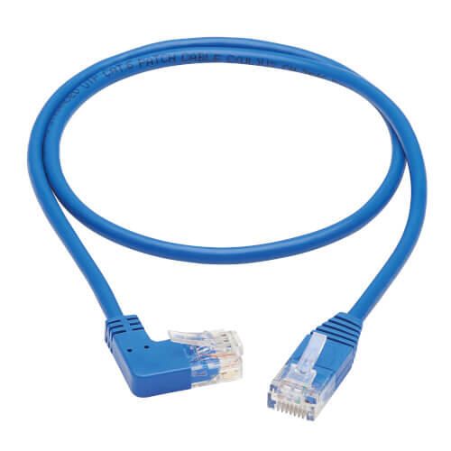 Eaton Tripp Lite Series Right-Angle Cat6 Gigabit Molded Slim UTP Ethernet Kabel (RJ45 Right-Angle M zu RJ45 M), Blue, 3