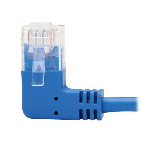 Eaton Tripp Lite Series Left-Angle Cat6 Gigabit Molded Slim UTP Ethernet Kabel (RJ45 Left-Angle M zu RJ45 M), Blue, 5 ft