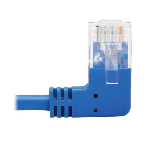 Eaton Tripp Lite Series Right-Angle Cat6 Gigabit Molded Slim UTP Ethernet Kabel (RJ45 Right-Angle M zu RJ45 M), Blue, 5