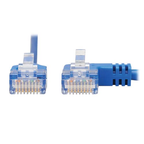 Eaton Tripp Lite Series Right-Angle Cat6 Gigabit Molded Slim UTP Ethernet Kabel (RJ45 Right-Angle M zu RJ45 M), Blue, 7