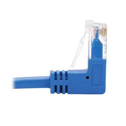 Eaton Tripp Lite Series Down-Angle Cat6 Gigabit Molded Slim UTP Ethernet Kabel (RJ45 Right-Angle Down M zu RJ45 M), Blue