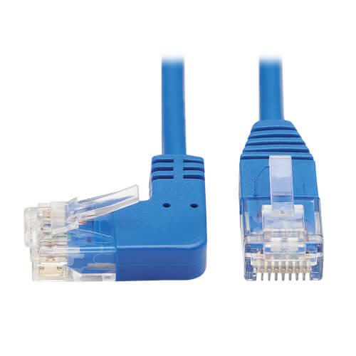 Eaton Tripp Lite Series Left-Angle Cat6 Gigabit Molded Slim UTP Ethernet Kabel (RJ45 Left-Angle M zu RJ45 M), Blue, 15 f