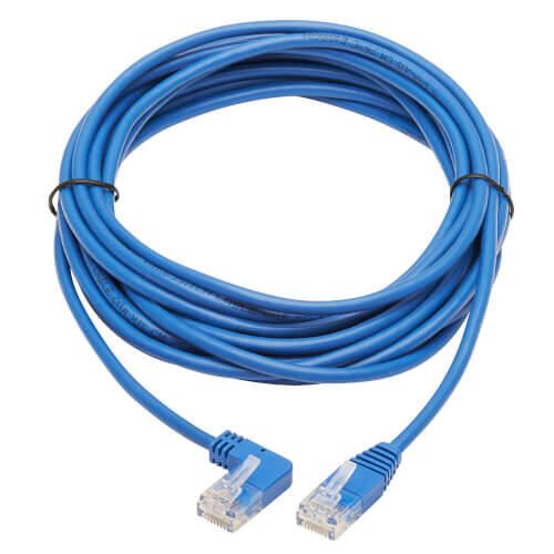 Eaton Tripp Lite Series Left-Angle Cat6 Gigabit Molded Slim UTP Ethernet Kabel (RJ45 Left-Angle M zu RJ45 M), Blue, 15 f