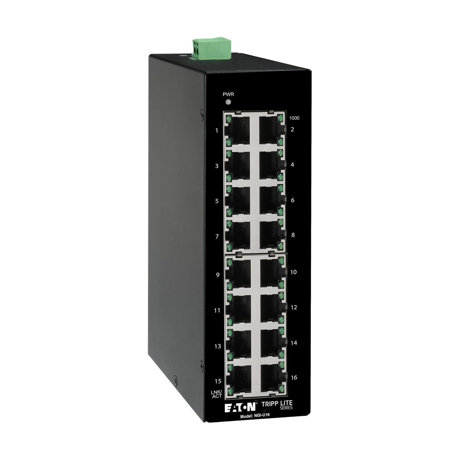 Eaton Tripp Lite Series 16-Port Unmanaged Industrial Gigabit Ethernet Switch