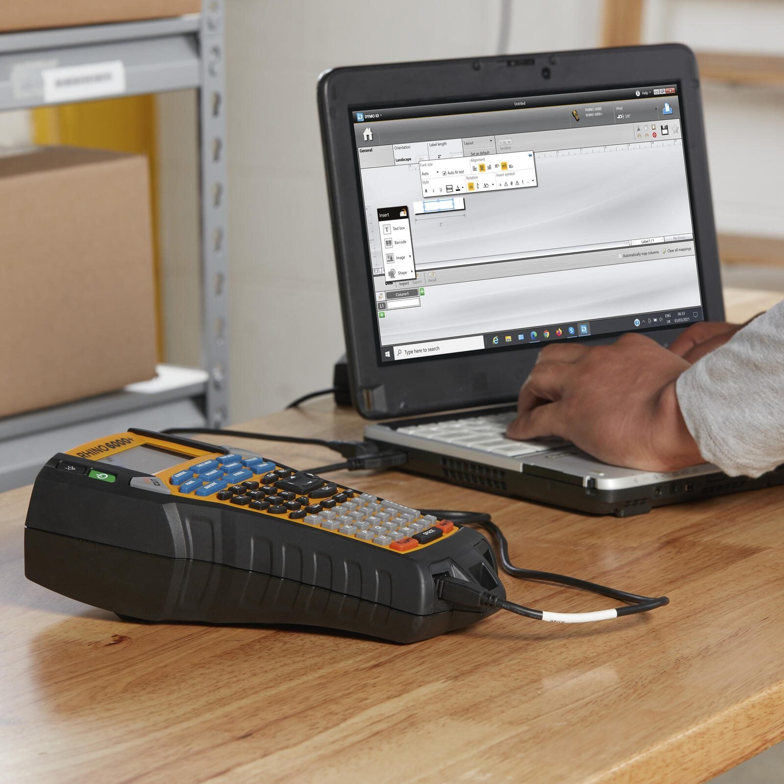 DYMO® Rhino 6000+ Industrielles Beschriftungsgerät, USB - Anschluss, ABC-Tastatur, im KofferSet
