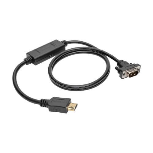 Eaton Tripp Lite Series HDMI zu VGA Active Adapterkabel (HDMI auf Niedrigprofil HD15 Stecker/Stecker), 3 ft. (0.9 m)