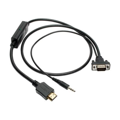 Eaton Tripp Lite Series HDMI zu VGA + Audio Active Adapterkabel (HDMI auf Niedrigprofil HD15 + 3.5 mm Stecker/Stecker),