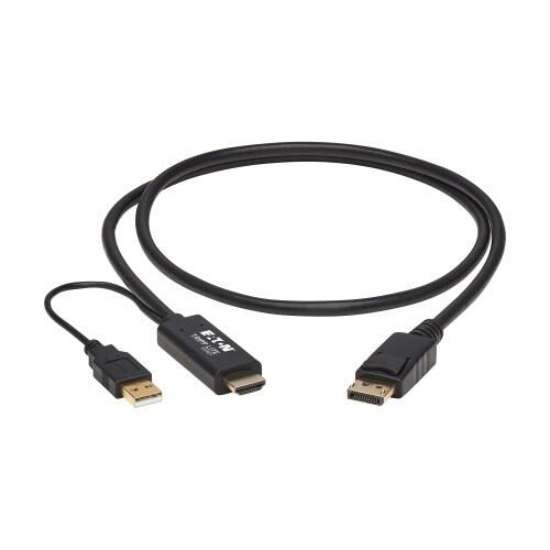 Eaton Tripp Lite Series HDMI zu DisplayPort Active Adapterkabel (Stecker/Stecker) - 4K, USB Power, Schwarz, 1 m (3.3 ft.